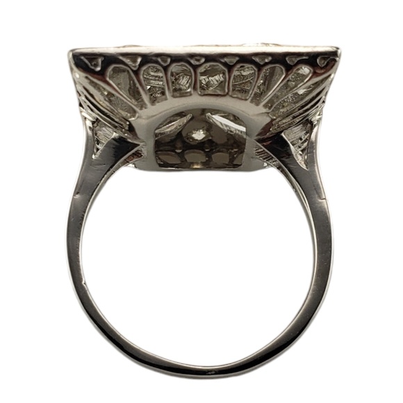 Platinum and Diamond Tile Ring with Milgrain Edges Size 6.5 #18860 - Picture 5 of 8